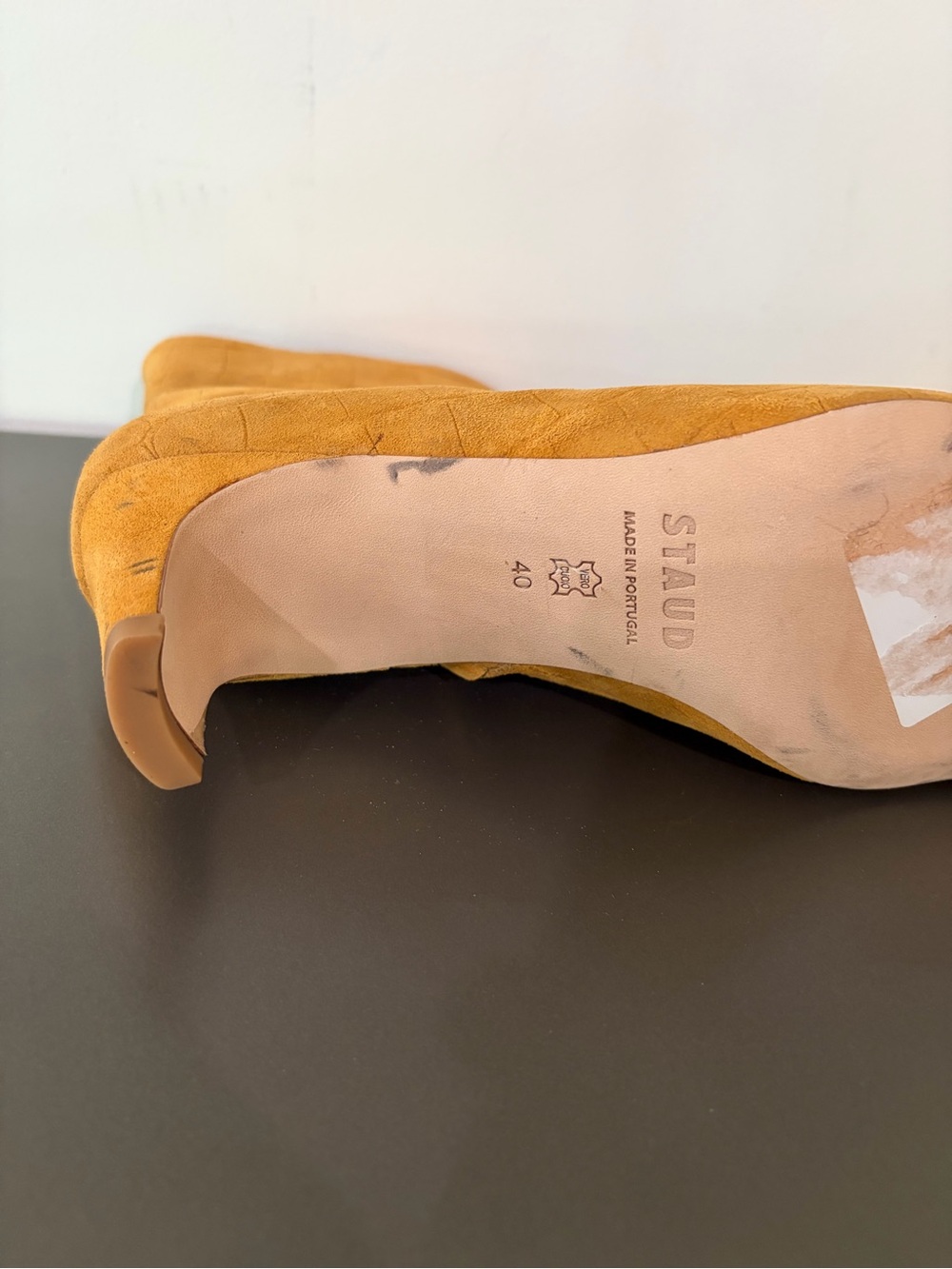 STAUD Tan Croc-Embossed Suede Ankle Wally Boots - Picture 9 of 12